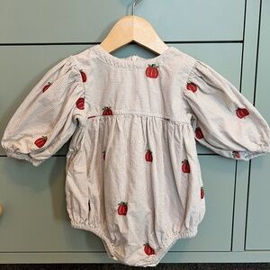 Pink Chicken Pumpkin Embroidery Baby Bea Bubble 6-12 M